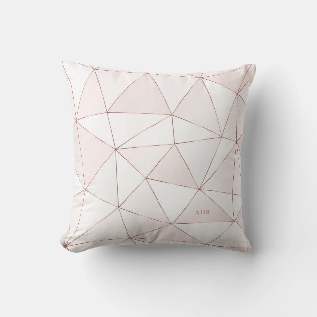 Chic Roos Gold geometrisch Abstract patroonmonogra Kussen (Voorkant)