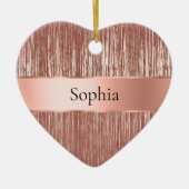 Chic Roos Gold Glam Tinsel Stripes Kerst Keramisch Ornament (Voorkant)