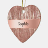 Chic Roos Gold Glam Tinsel Stripes Kerst Keramisch Ornament (Links)