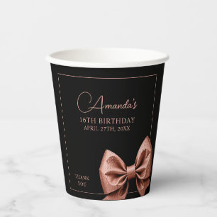 Chic Roos Gold Glitter Bow Sweet 16 Verjaardag Papieren Bekers