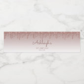 Chic Roos Gold Glitter Drip 18e verjaardag Waterfles Etiket (Enkel label)