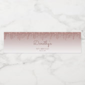 Chic Roos Gold Glitter Drip 90e verjaardag Waterfles Etiket (Enkel label)