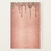 Chic Roos Gold Glitter Drips Monogram Naam 2025 Planner (Achterkant)