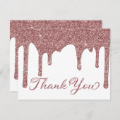 Chic Roos Gold Glitter Drips Party Bedankt (Voorkant / Achterkant)