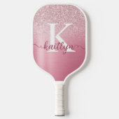 Chic Roos Gold Glitter Monogram Script Name Pickleball Paddle (Voorkant)