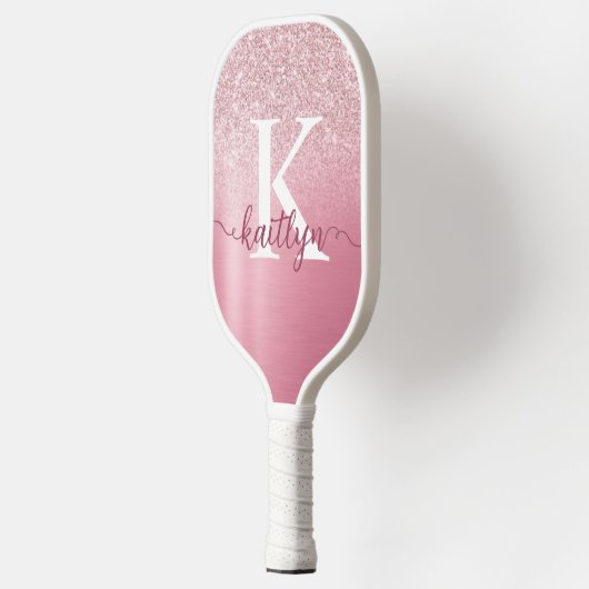 Chic Roos Gold Glitter Monogram Script Name Pickleball Paddle (Links)
