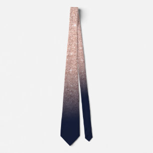 Chic roos gold glitter navy ombre sparkle bruiloft stropdas