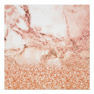Chic roos gold glitter ombre roze glitter marmer perfect poster