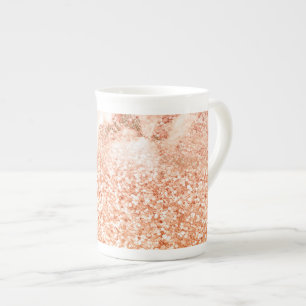 Chic roos gold glitter ombre roze glitter marmer porselein kop