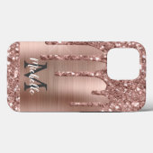 Chic Roos Gold Glitter-schijven Monogram roze meta Case-Mate iPhone Case (Achterkant (horizontaal))