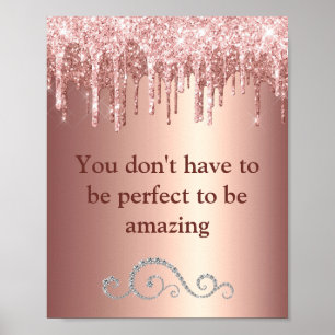Chic Roos Gold Glitter Sparkle Motivatie  Poster