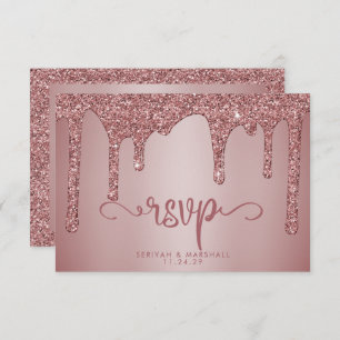 Chic Roos Gold Glitter Sparkle Wedding RSVP