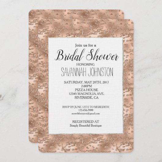 Chic Roos Gold Glitzy Glam Vrijgezellenfeest Kaart (Voorkant / Achterkant)