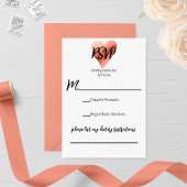 Chic Roos Gold Heart Wedding RSVP Kaartje