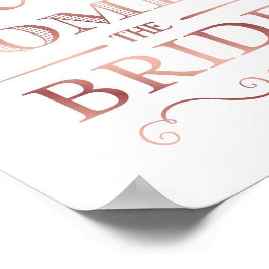 Chic Roos Gold KOMT HIER DE BRIDE Sign Print (Hoek)