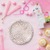 Chic Roos Gold Leopard Cheetah Animal Print Papieren Bordje (Feest)