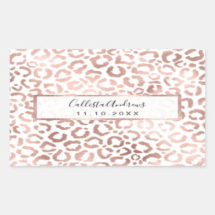 Chic Roos Gold Leopard Cheetah Animal Print Rechthoekige Sticker