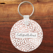 Chic Roos Gold Leopard Cheetah Animal Print Sleutelhanger (Voorkant)