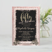 Chic Roos Gold Lijst Glitter 50e verjaardag Kaart (Staand voorkant)