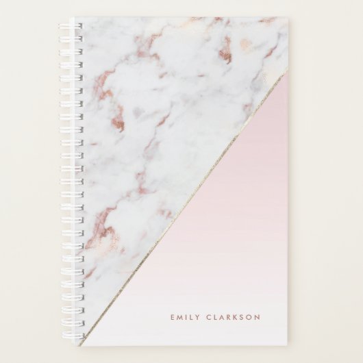 Chic Roos Gold Marble Blush gepersonaliseerd Planner (Voorkant)