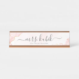 Chic Roos Gold Marble  Name Bord Bureau Naambordje