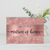 Chic Roos Gold Matron of Honor Kaart (Staand voorkant)