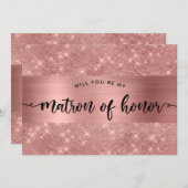 Chic Roos Gold Matron of Honor Kaart (Voorkant / Achterkant)