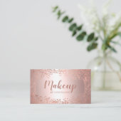 Chic roos Gold metallic foil floral make-up script Visitekaartje (Staand voorkant)