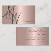 Chic Roos Gold Monogram Script Initiaal Stylist Visitekaartje (Voorkant / Achterkant)