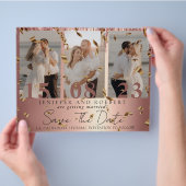 Chic Roos Gold Photo Collage Save the Date Kaart (Hand)