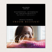 Chic Roos Gold Photo Monogrammed Folded Visitekaartjes (Buitenkant ongevouwen)