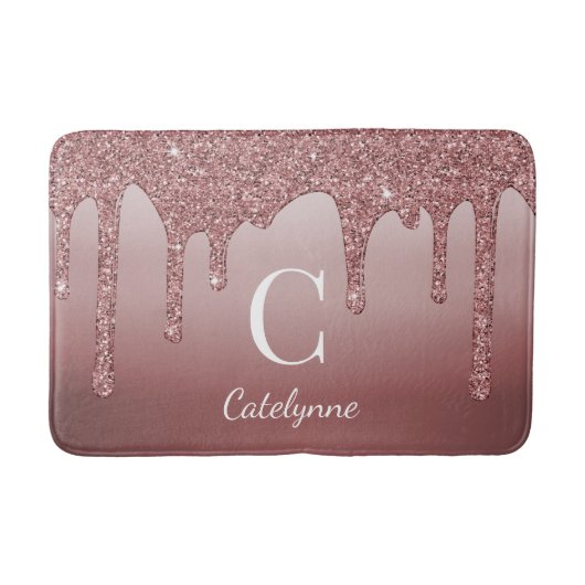 Chic Roos Gold Sparkle Driving Glitter Monogram Badmat (Voorkant)
