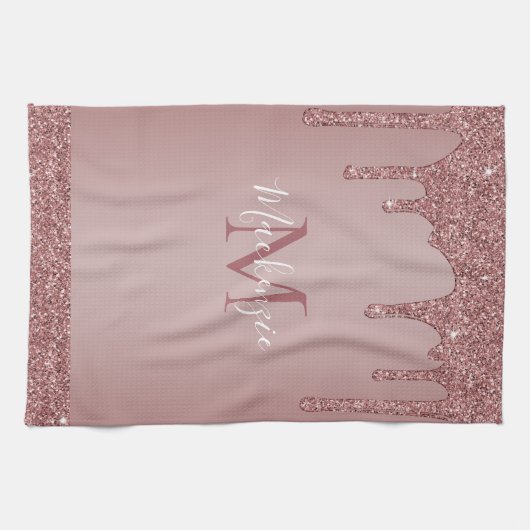 Chic Roos Gold Sparkle Driving Glitter Monogram Theedoek (Horizontaal)