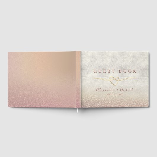Chic Roos Gold Sparkle Elegant Wedding Gastenboek (Volledig)
