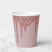 Chic Roos Gold Sparkle Glitter Drift Birthday Papieren Bekers (Achterkant)