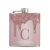 Chic Roos Gold Sparkle Glitter Drift Monogram Heupfles (Voorkant)