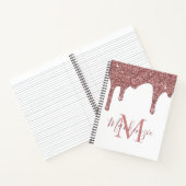 Chic Roos Gold Sparkle Glitter Drift Monogram Notitieboek (Binnen)