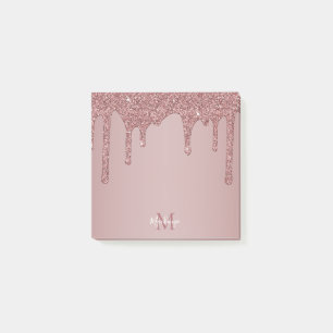 Chic Roos Gold Sparkle Glitter Drift Monogram Post-it® Notes
