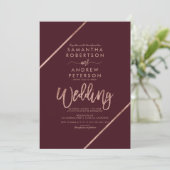 Chic roos Gold typografie rode bruine bruiloft Kaart (Staand voorkant)