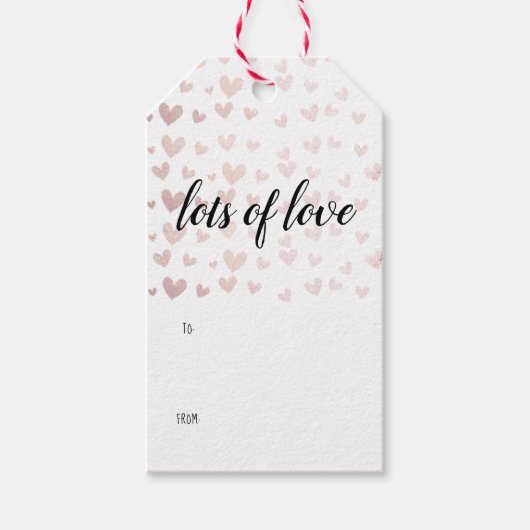 Chic Roos Gold Veel Liefde Valentijnsdag Cadeaulabel (Voorkant)