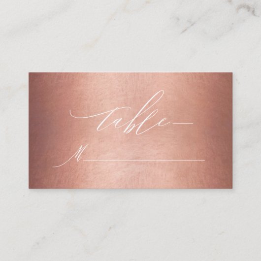 Chic Roos Gold White Script Monogram Weddenschap Plaatskaartje (Voorkant)