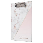 Chic Roos Goud en Wit Marmer Gepersonaliseerd Klembord (Links)