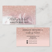 Chic roos goud glitter foto monogram make-up haar visitekaartje (Voorkant / Achterkant)