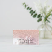 Chic roos goud glitter foto monogram make-up haar visitekaartje (Staand voorkant)