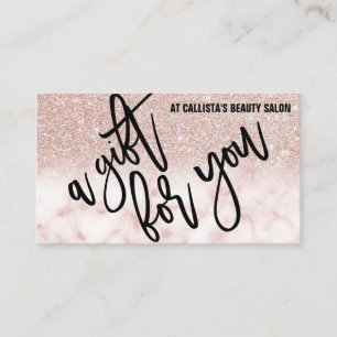 Chic Roos Gouden Glitter Marmeren Cadeaubon Visitekaartje
