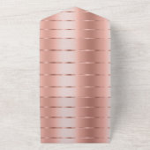 Chic Roos gouden lint bruiloft All In One Uitnodiging (Buitenkant)