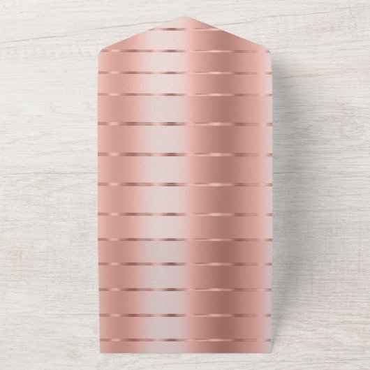 Chic Roos gouden lint bruiloft All In One Uitnodiging (Buitenkant)