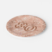 Chic Roos Gouden Luipaard Print 80ste Verjaardag Papieren Bordje (Gekanteld)