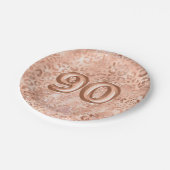 Chic Roos Gouden Luipaard Print 90ste Verjaardag Papieren Bordje (Gekanteld)