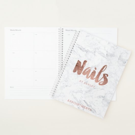 Chic roos gouden nagels typografie marmerbenoeming planner (Display)